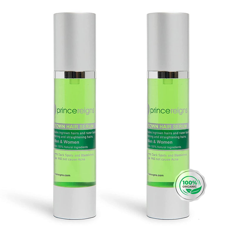 Organic Ingrown Hair and Razor Burn Serum (2 Pack) for Men and Women - Exfoliating AHA for Smooth Skin After Shaving, Waxing or Hair Removal, Preventing Bumps and Irritation 1 Fl Oz (Pack of 2)