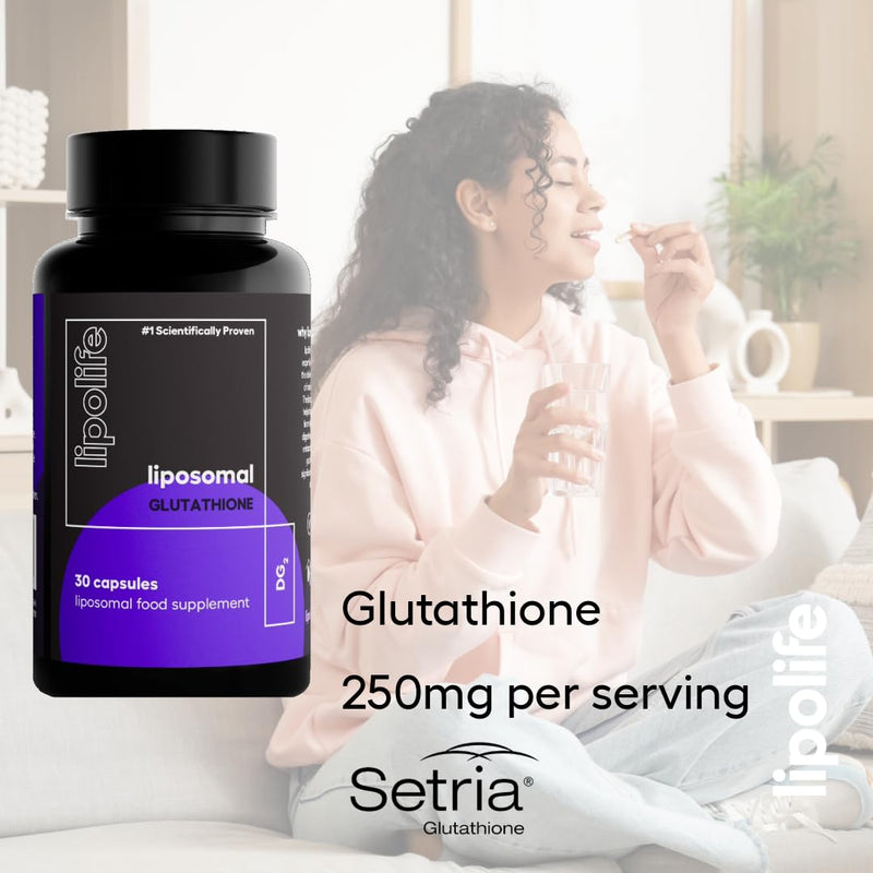 Liposomal Glutathione Capsules – 30 Capsules Month Supply, High Absorption Glutathione Supplement, Antioxidant Detox Support, Reduced Glutathione DG2, Lipolife