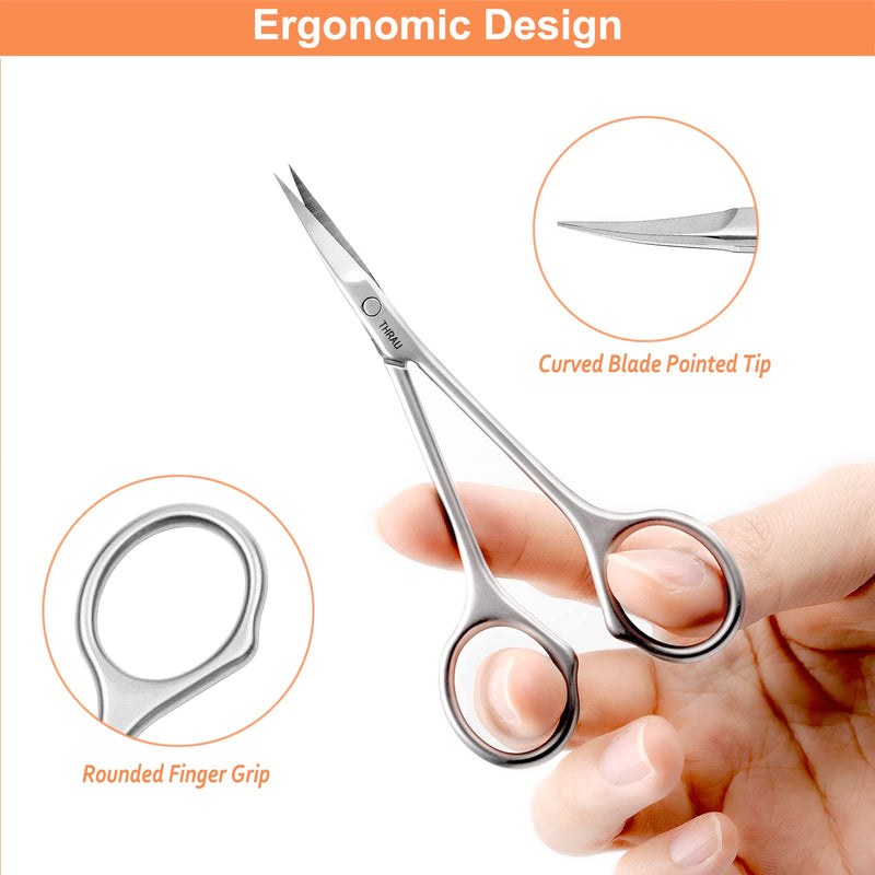 [Australia] - THRAU beard scissors, multifunctional facial hair scissors, high-quality stainless steel eyebrow scissors - easy trimming of nails, eyebrows, nose hair, beard and eyelashes 
