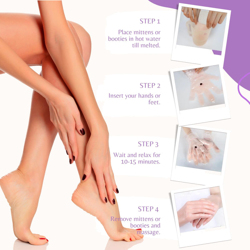 [Australia] - 10-Minute Paraffin Hand & Foot Treatments, Self Contained Paraffin Wax Gloves and Booties Set for Intensive Hydration at Home (Rose) Hands & Feet-2 Pairs 