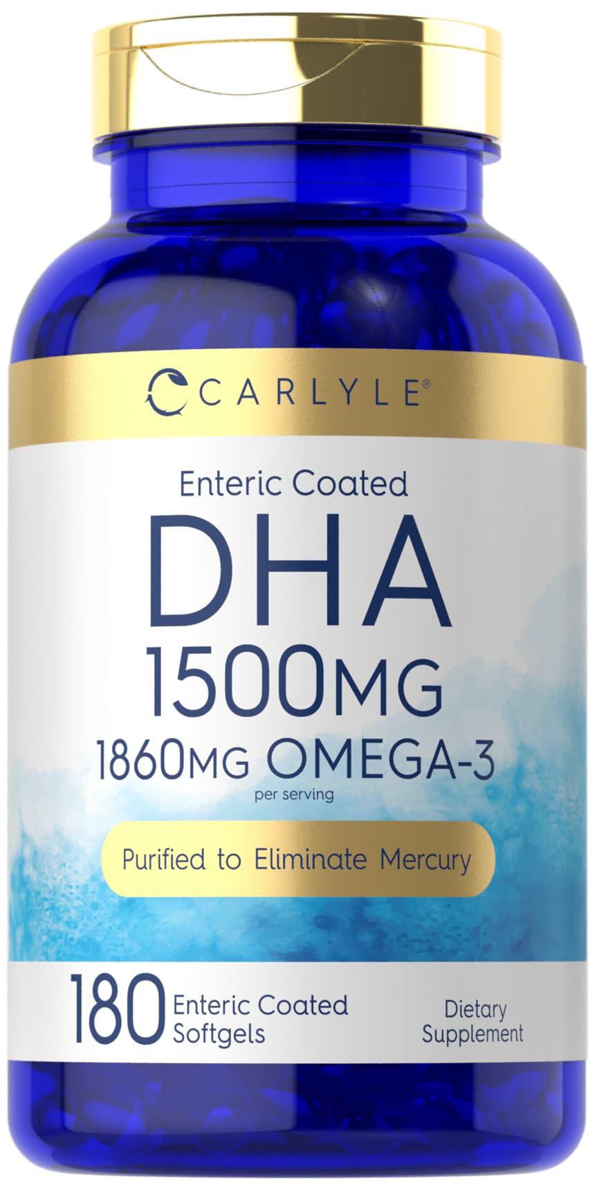 Carlyle DHA Supplement 1500mg | 180 Softgels | Omega-3 Supplement | Non-GMO, Gluten Free