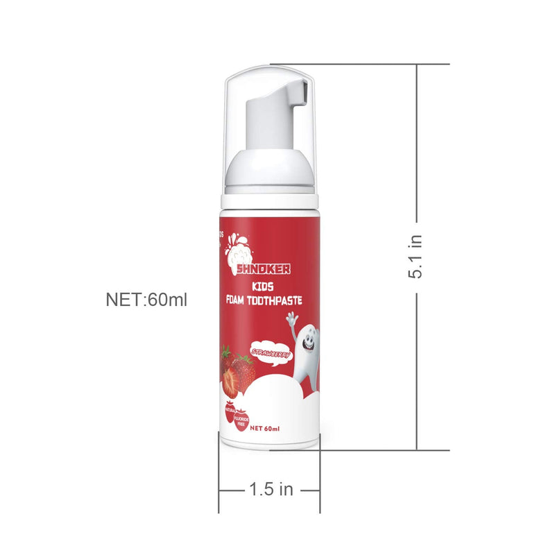 [Australia] - Kids Foam Toothpaste with Strawberry Flavor, Fluoride Free Natural Formula, Foam Toothpaste for Electric Toothbrush(60ml)(2 Pack) 1 Count (Pack of 2) 