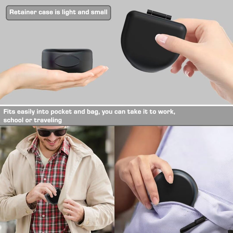 [Australia] - 2PCS Retainer Case Denture Case: BVN Orthodontic Dental Case, Slim Braces Case, Mouth Guard Case, Denture Box, Teeth Aligner Case, Night Guard Case Container Storage Holder Black B. Black, 2pcs 
