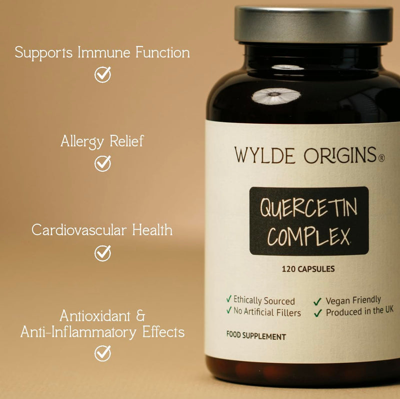 Quercetin Complex Supplement for Cardiovascular Health 120 Capsules- 500mg Quercetin Supplement with Bromelain for Immune Support - Vegan, Gut-Friendly & High-Potency Antioxidant