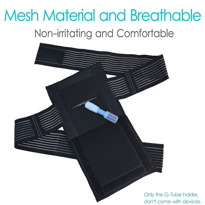 [Australia] - G Tube Holder Peritoneal Dialysis Catheter Belt to Secure Medical Feeding Tubes Gastrostomy Gtube PEG J Tube with Larger 6" Square Sponge Pouch Pad Accessories for Adults Women Men Black Medium (Pack of 1) 