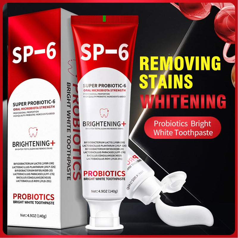 [Australia] - SP-6 Probiotic Whitening Toothpaste - Enhanced Formula with 6 Probiotics for Teeth Whitening and Gum Health - Enamel-Safe, Fluoride-Free, Fresh Mint Flavor,2 PCS 4.9 Fl Oz (Pack of 2) 