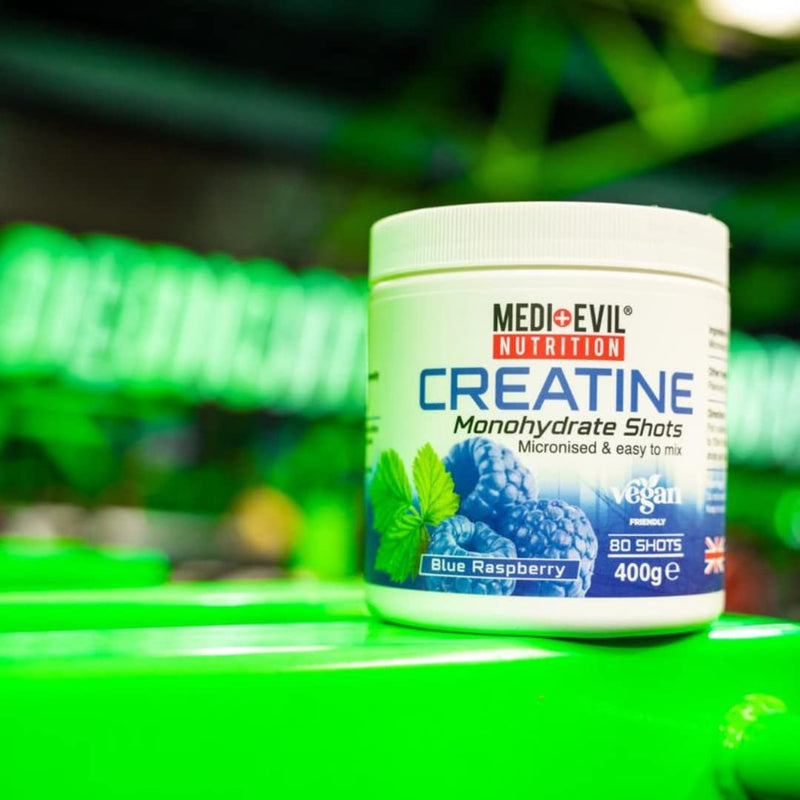 Medi-Evil Nutrition Creatine Monohydrate Shots Powder Form 400g (Blue Raspberry) Blue Raspberry
