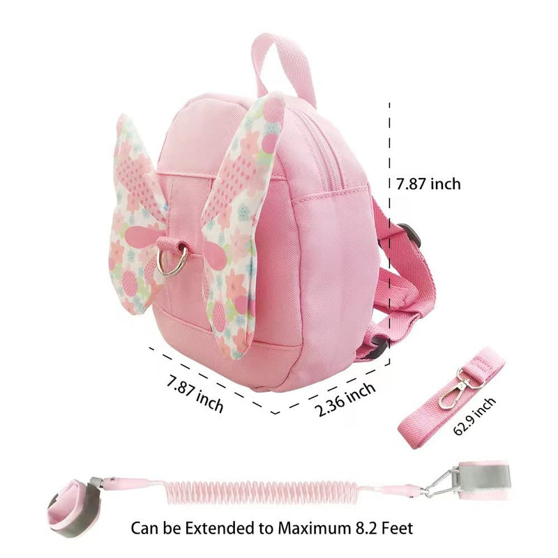 3 in 1 Toddler Backpack with Leash Anti Lost Wrist Link and Safe Strap Belt Baby Harness Leash for Walking with Butterfly Wings Suitable for 1~3 Years Girls