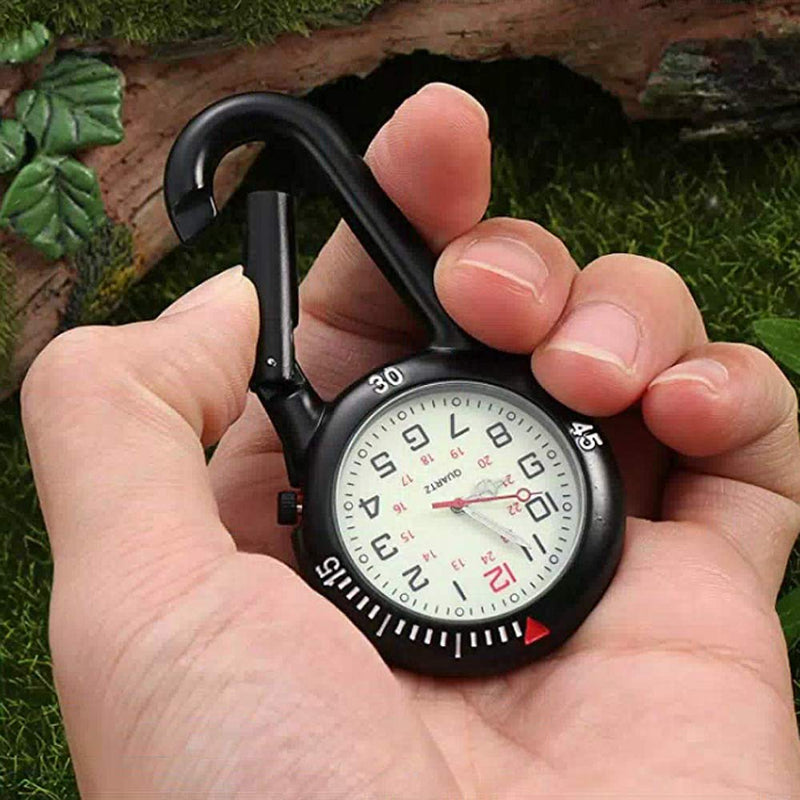 [Australia] - 2 Pieces Clip on Quartz Carabiner Watch, Backpack Fob Belt Waterproof and Shockproof Pocket Clip-on Quartz Watch Glow in The Dark for Outdoor Sports 