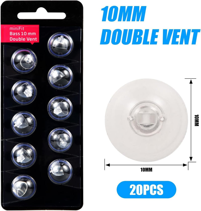 10mm Hearing Aid Domes for Oticon, 2 Pack/20pcs Universal Silicone Replacement Hearing Aid Domes