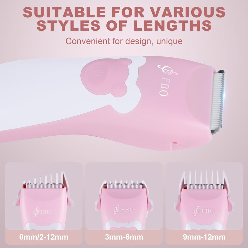 FBO Bikini Trimmer & Adult Painless Electric Shaver,Baby Hair Clippers Kit,Infant Kids Multipurpose Hair Trimmer-Quiet,Cordless,Waterproof,Rechargeable,Sharp Durable,with Ceramic Blades,Pink Pink