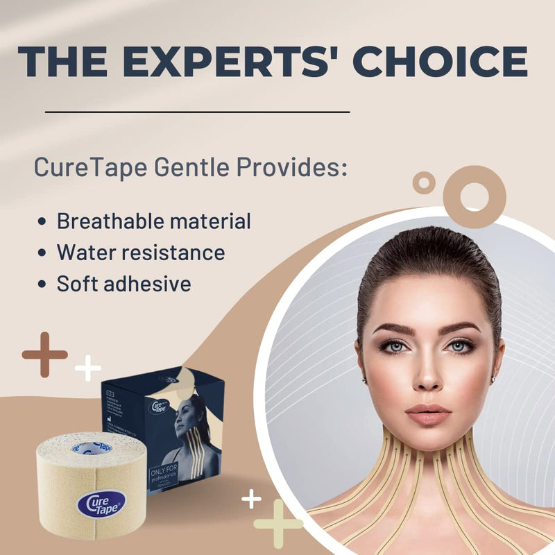 [Australia] - CureTape® Gentle | Kinesiology Tape for Hyper Sensitive Skin | Gentle Adhesion | 100% Hypoallergenic Water Resistant K Tape | for Thin Skin, Elderly or Children | Gentle to Remove | Medical KTape 