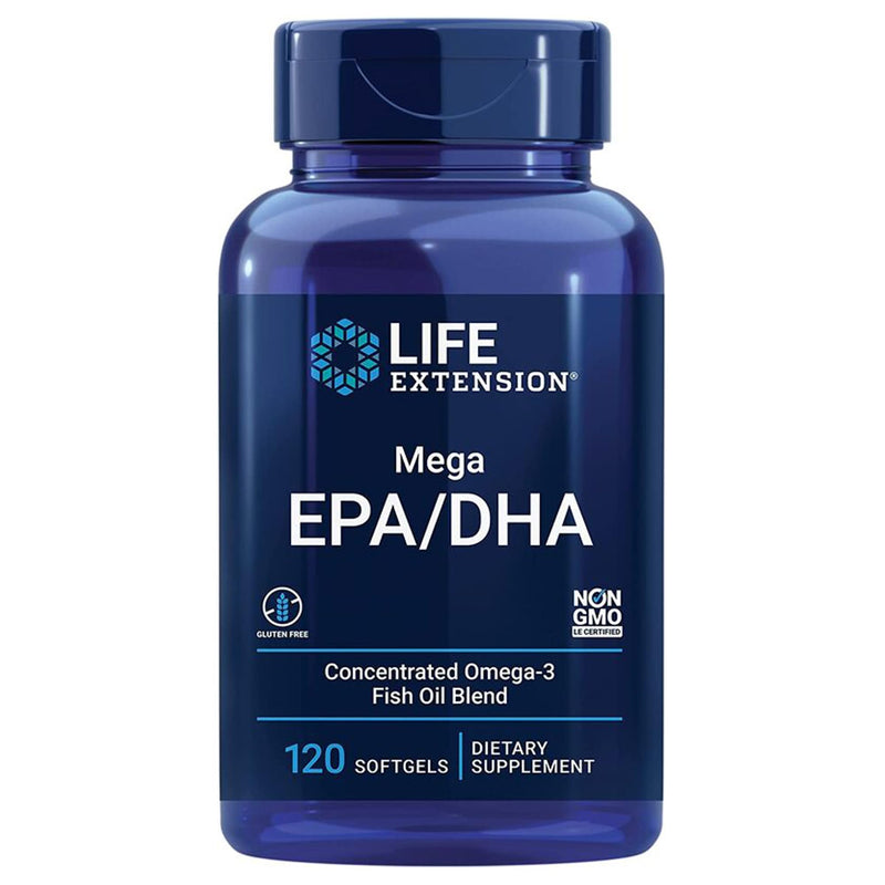[Australia] - Life Extension, Mega EPA/DHA, Omega-3 from fish oil, 120 soft capsules, laboratory tested, gluten-free, soy-free, non-GMO 