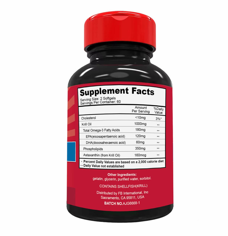 [Australia] - Antarctic Krill Oil 1000mg, Omega 3 Supplement，EPA, DHA, Phospholipids and Astaxanthin- 120 Softgels 120 Count (Pack of 1) 