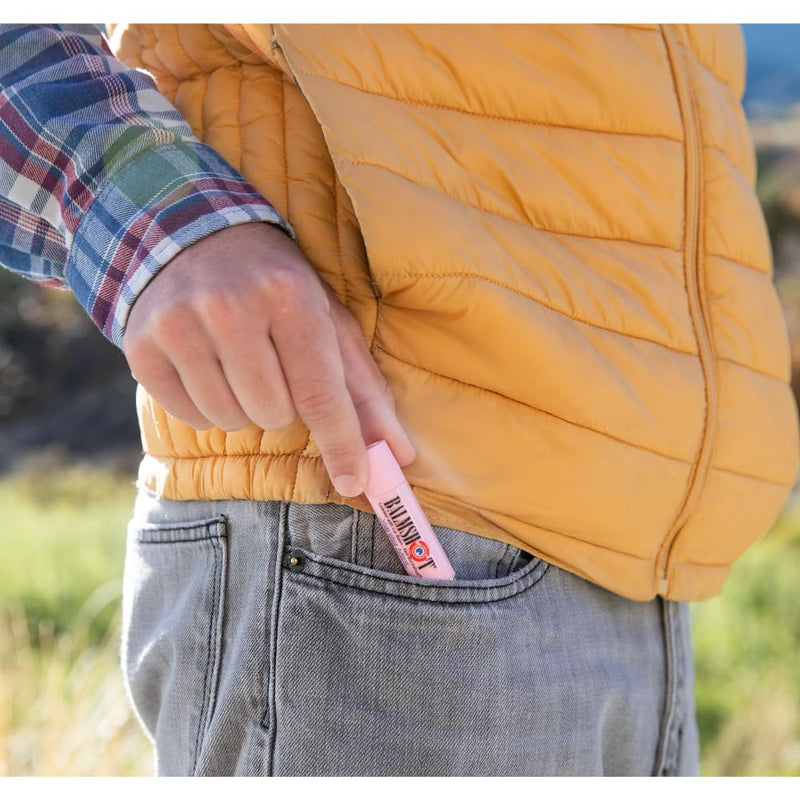 BALMSHOT Moisturizing Beeswax Lip Balm Pink (Vanilla Mint) SPF 15 - Chapstick with Aloe & Vitamin E, 20-Gauge Brass Shotgun Shell Tube, Made in USA