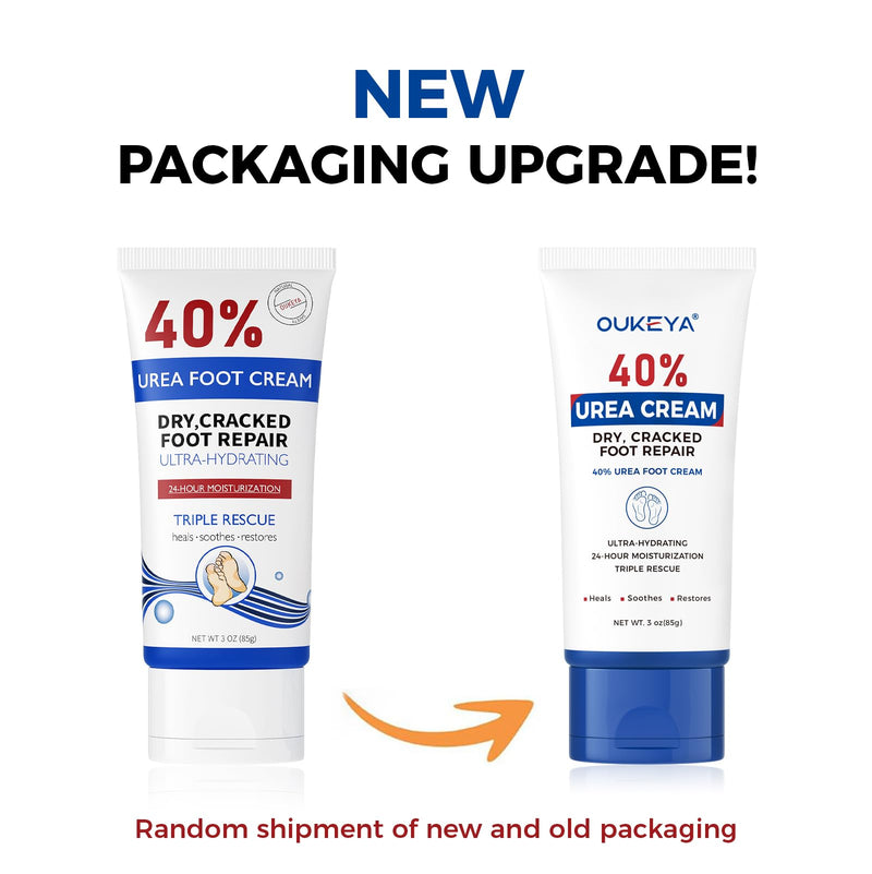 OUKEYA Urea Cream 40 Percent Tube 3 Oz, Urea Foot & Hand Cream for Dry Cracked, 40 per Urea Lotion for Feet Maximum Strength 3 Ounce(Pack of 3) | Moisturizing, Exfoliating, Softening, Feet, Heels, Elbows Knees, Non-Greasy, Fast-Absorbing