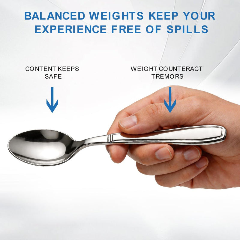 Weighted Utensils for Hand Tremors and Parkinsons Patients Heavy Weight Spoons Stainless Steel Silverware Adaptive Utensils for Elderly Arthritis Weak Hand Grip 7OZ