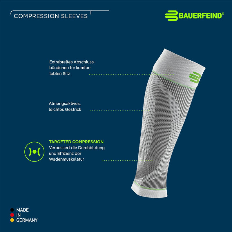 [Australia] - BAUERFEIND Calf Bandage Compression Sleeves Lower Leg, 1 Pair of Leg Warmers Unisex Navy Blue L Long 