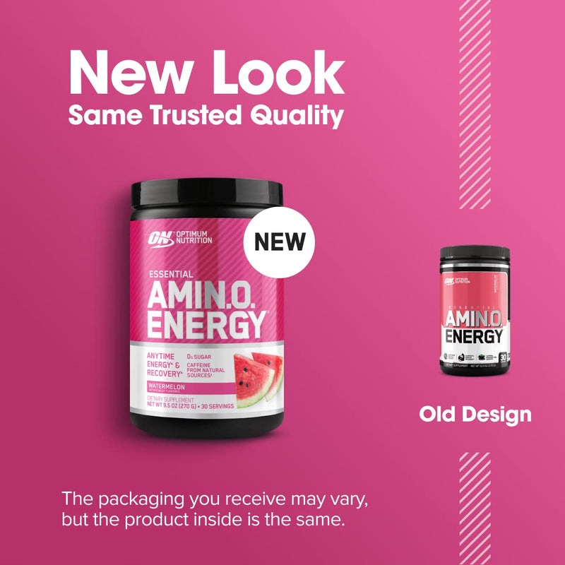 Optimum Nutrition Amino Energy - Pre Workout with Green Tea, BCAA, Amino Acids, Keto Friendly, Green Coffee Extract, Energy Powder - Watermelon, 30 Servings (Packaging May Vary) 9.5 Ounce (Pack of 1)