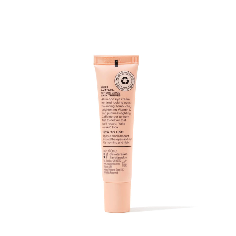 Avatara - Kombucha The Wake-Up Call Eye Cream, For Dark Circles and Puffiness, Under Eye Moisturizer with Caffeine, Vitamin C, and Tumeric, Caffeine Eye Cream for All Skin Types, 0.05 Fl. Oz.