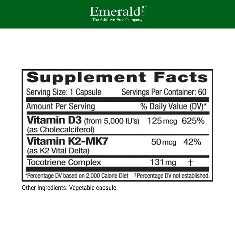 EMERALD LABS Vitamin D3+K2 (60 Caps) & Magnesium (120 Caps) - Bone Health, Heart Support & Sleep Support with Vitamin D, VitalDelta MK-7 & Pure Albion Magnesium - Gluten-Free