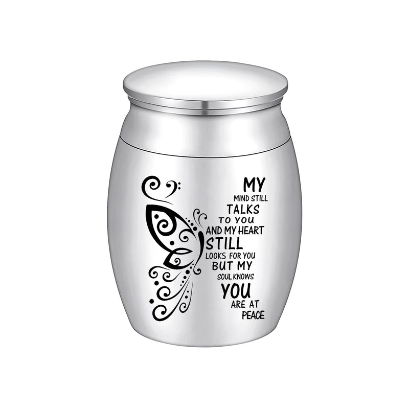 [Australia] - SOITIS Small Keepsake Urn for Human Ashes - 1.57 Inches Butterfly Mini Urn - Stainless Steel Ash Holder for Women, Silver 1.57Inch No-Custom 