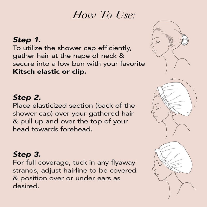 [Australia] - Kitsch Luxury Shower Cap for Women Waterproof - Reusable Shower Cap, Hair Cap for Shower, Waterproof Hair Shower Caps for Long Hair, Non-Slip Cute Shower Cap One Size, Chic Shower Bonnet - Blush Dot 