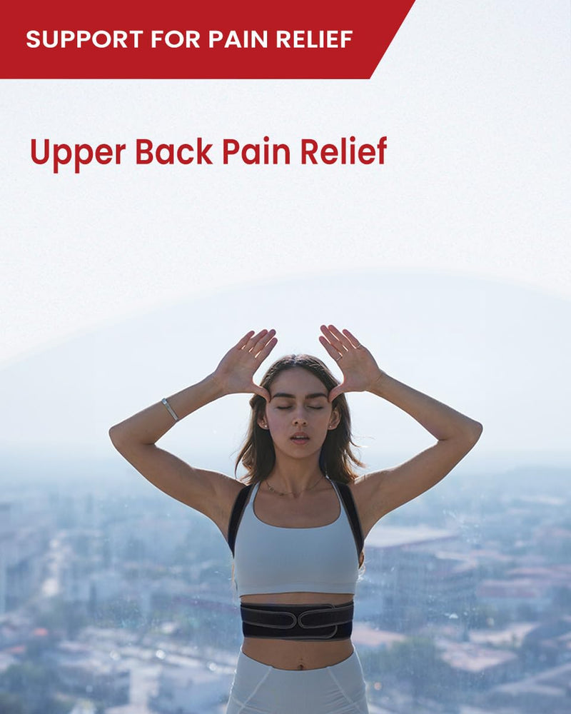 Hurmoya Back Brace Posture Corrector for Women and Men, Lower and Upper Back Pain Relief, Shoulder Straightener and Adjustable Full Back and Lumbar Support Large Universal