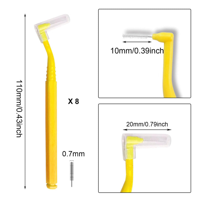 [Australia] - SKHAOVS Pack of 40 L-shaped interdental brushes, dental brushes, tooth cleaning between spaces, interdental space cleaner, brushes for interdental spaces, tooth sticks for teeth cleaning, braces cleaning (yellow) yellow 