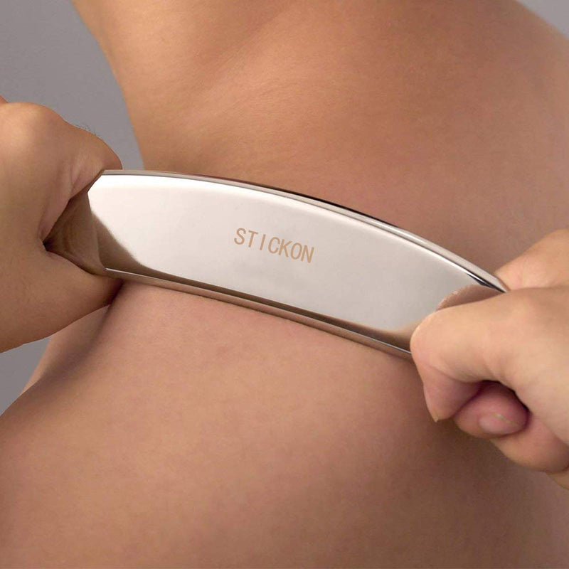 [Australia] - STICKON Stainless Steel Gua Sha Scraping Massage Tool IASTM Tools Great Soft Tissue Mobilization Tool (Sickle Shape) 8x1.7 Inch (Pack of 1) 