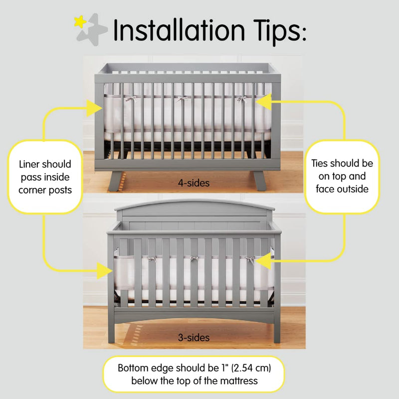 [Australia] - BreathableBaby Breathable Mesh Liner for Full-Size Cribs, Classic 3mm Mesh, White (Size 4FS Covers 3 or 4 Sides) 