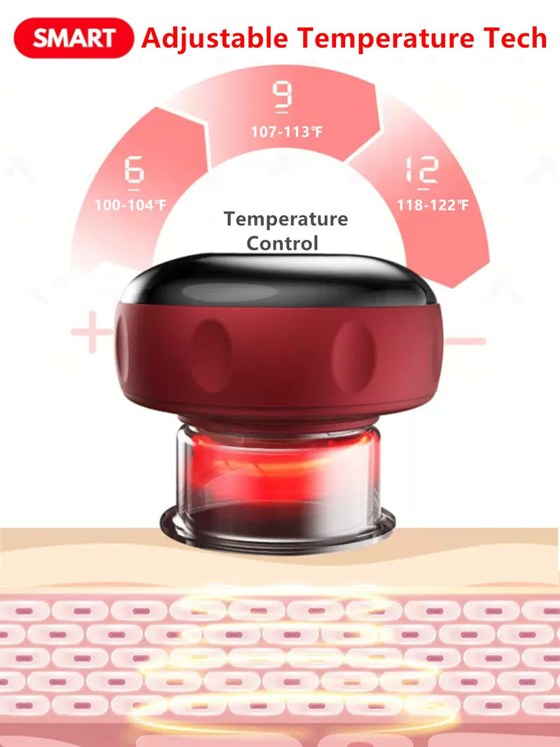 [Australia] - The Original 5-in-1 Smart Cupping Therapy Massager, Red Light Therapy for Targeted Pain Relief, Knots, Aches, Muscle Soreness, Circulation, Portable Electric Massager Cupping Kit-Dark Black 