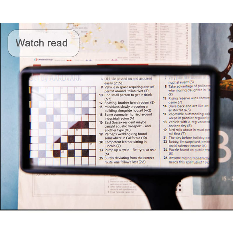 Hand-held Rectangular Magnifying Glasses - 4X Magnification Magnifier 100x50MM Large Area High-definition Glass Lens no Distortion suitable For Reading the Elderly perfect Low Vision Aid
