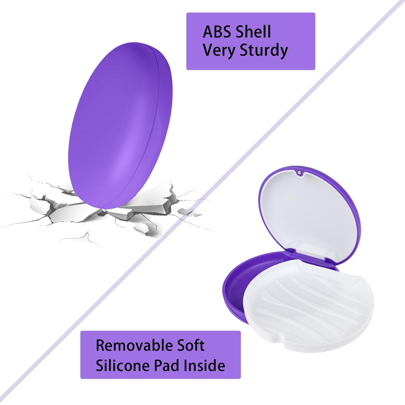 2 Pack Aligner and Retainer Case,Compatible with Invisalign,Mouthguard Case Kits, Portable Aligner Cases with Chew Remover Tool and Brush, Purple