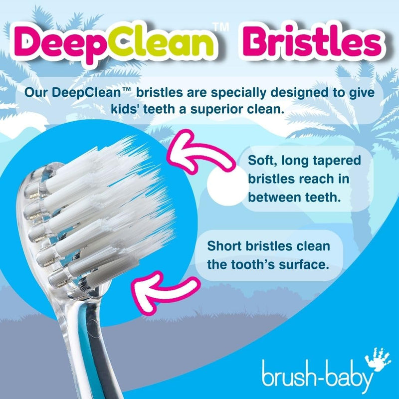 [Australia] - brush-baby KidzSonic Toddler and Kid Electric Toothbrush for Ages 3+ Years - Disco Lights, Gentle Vibration, and Smart Timer Provide a Fun Brushing Experience - 2 Brush Heads Included - Dinosaur 
