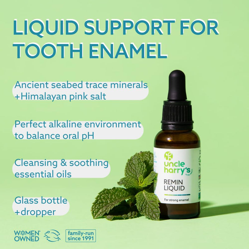 [Australia] - Uncle Harry's Natural & Fluoride-Free Remineralization Liquid for Tooth Enamel - Freshens Breath & Strengthens Teeth (1 oz Glass Dropper) 