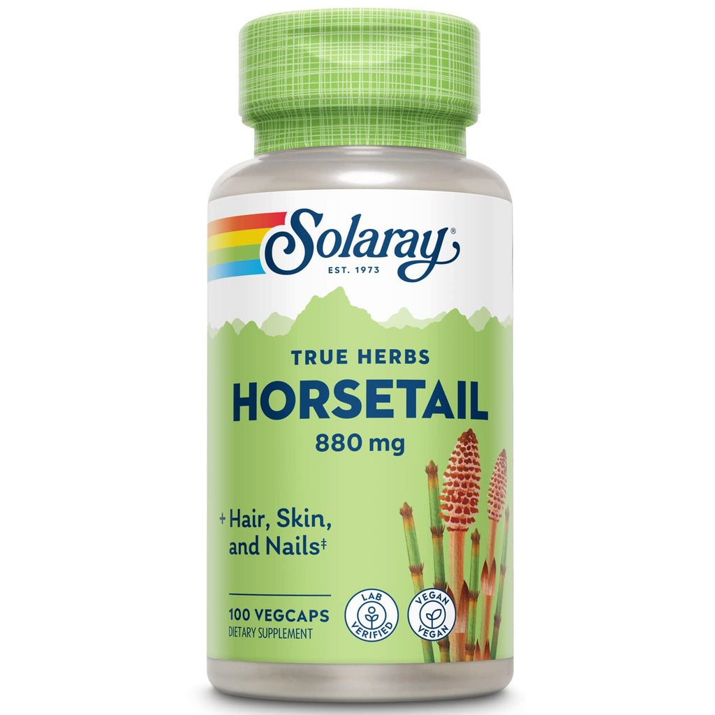 SOLARAY Horsetail 880 mg | Silica Supplement for Healthy Hair, Skin, Nails & Joint Support | 50 Servings | 100 VegCaps | Pack of 2 100 Count (Pack of 2)