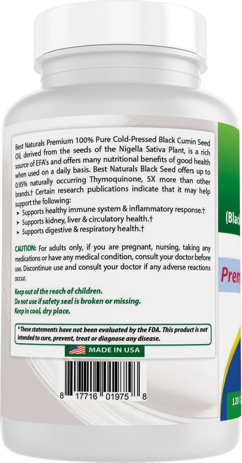 [Australia] - Best Naturals Black Seed (Black Cumin Seed Extract 10:1) 750 mg Per Serving- 120 Capsules 