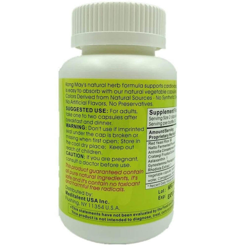 [Australia] - Kong May Herbal Supplement with Red Yeast Rice, Natto Fermented Powder, Antrodia Mushrooms | All-Natural Cardiovascular Support for Overall Health and Well-Being - 60 Capsules by Meditalent 