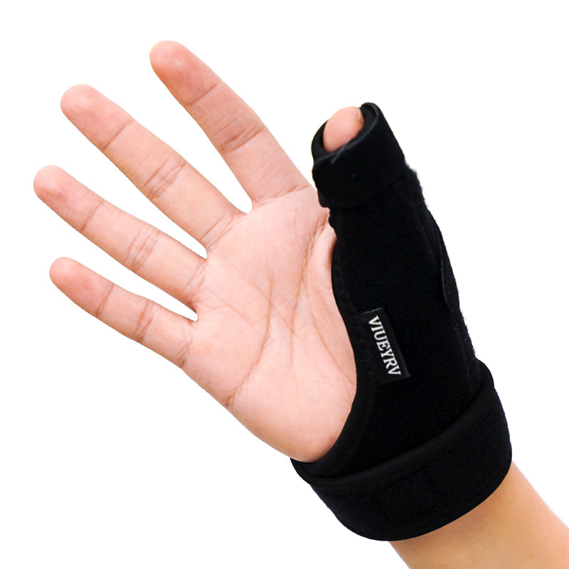 Trigger Thumb Splint- Adjustable Thumb Spica Support Stabilizer Brace for Pain, Sprains, Arthritis, Tendonitis, Breathable and Easy Application.(Right & Left Hand) (Black) Black