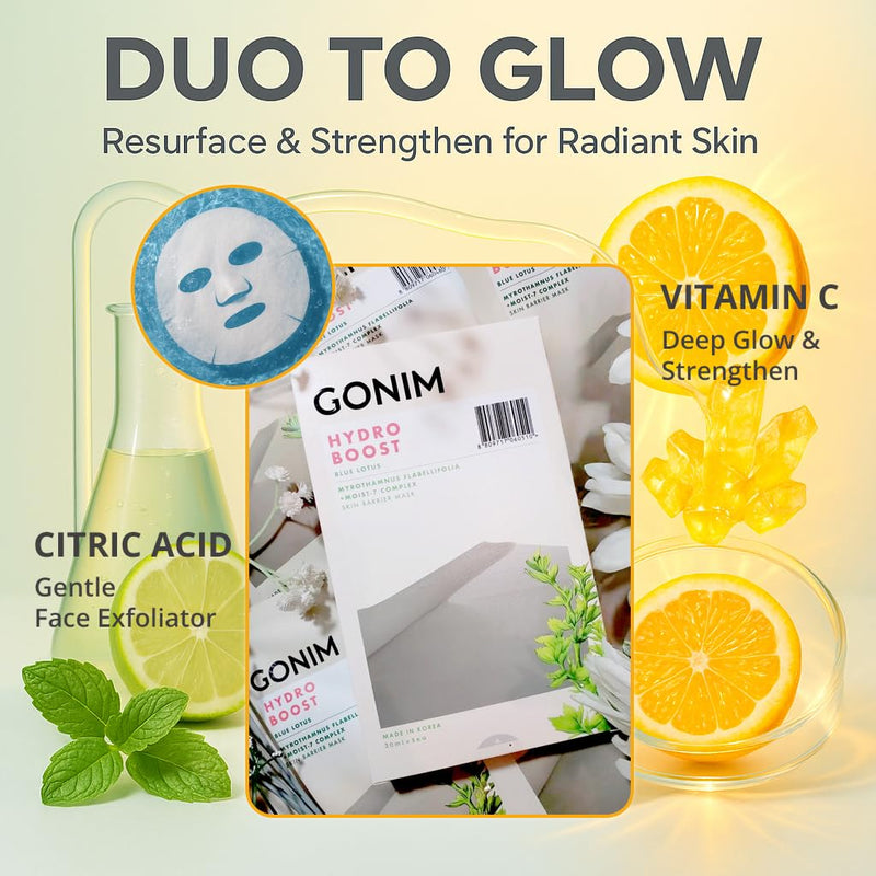 Korean Face Mask, Hydrating Face Mask Sheet with Hyaluronic Acid | Face masks for women with collagen activation and vitamin C; moisturizing facial mask for skin care, 30mlx10pcs 1 Count (Pack of 10)