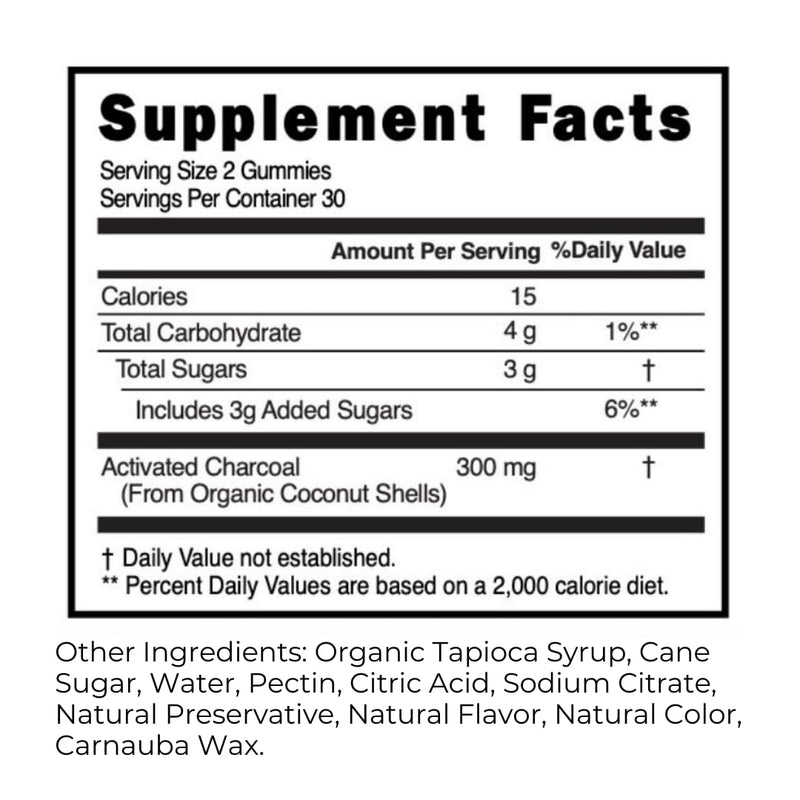 [Australia] - Activated Organic Charcoal Gummies, Charcoal Gummy for Kids and Adults, Digestive Health, Gas and Bloat Relief, Detox, Natural Berry Flavor, 60 Count 
