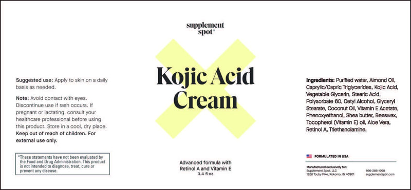 Kojic Acid Cream for Dark Spots, Retinol A & Vitamin E Dark Spot Treatment for Women - Anti-Aging & Even Skin Tone – Natural Kojic Acid Face Cream for Women, 3.4 Oz 3.4 Ounce (Pack of 1)