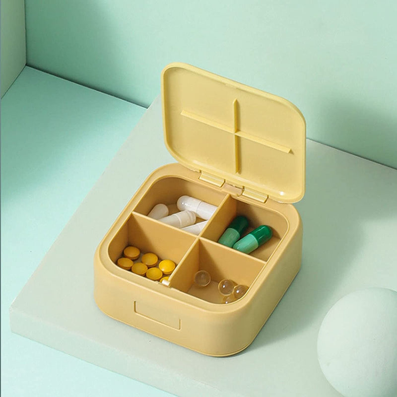 Acedada Small Pill Case, Cute Pill Box, Travel Daily Pill Organizer, Yellow | Portable Daily Pill Vitamin Container for Purse Pocket, Compact Medicine Holder for Medications, Fish Oils, Supplements