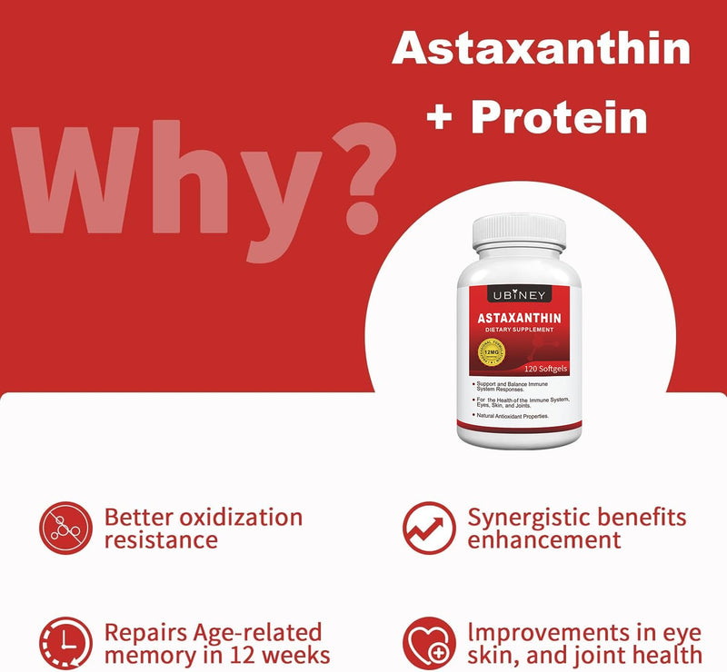 [Australia] - Premium Astaxanthin Supplements 12mgÔºå Softgels 120 Servings, Supports Immune, Skin, Eye & Joint Health-Non-GMO, Gluten-Free, Microalgae Extract Supplement 