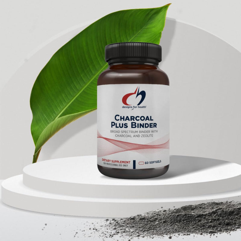 [Australia] - Designs for Health Charcoal Plus Binder - Zeolite Detox Process with Activated Charcoal, Organic Chlorella - Toxin Binder for Full Body, GI & Gut Detox Support (60 Softgels) 