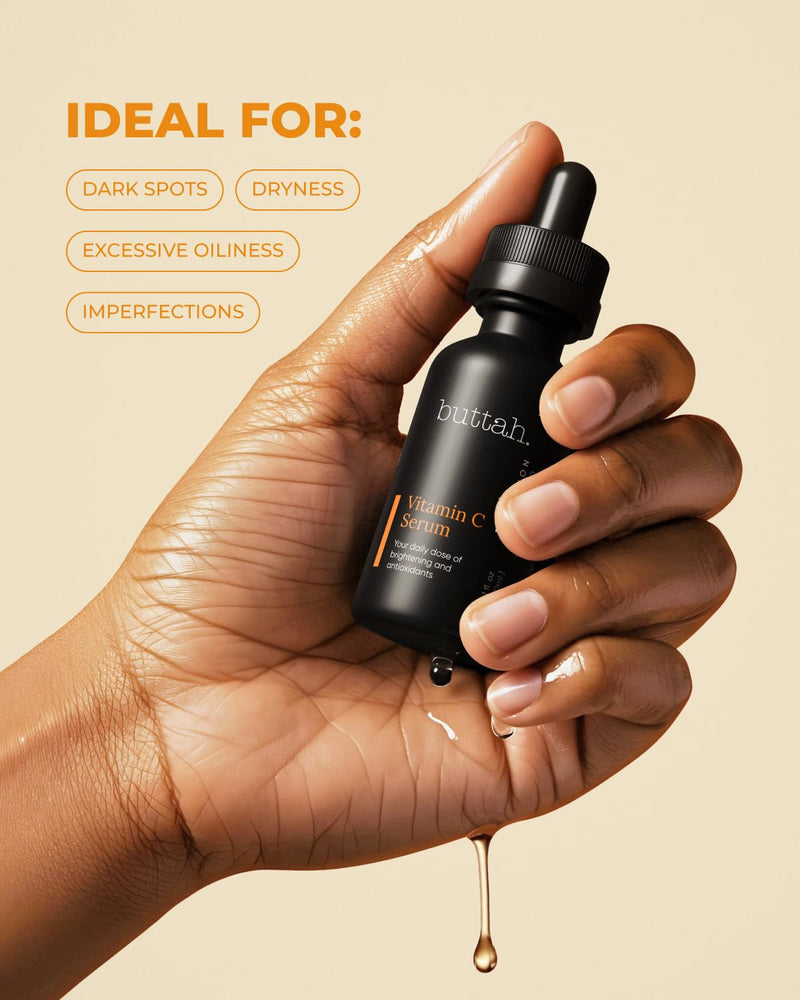 Buttah Skin 15% Vitamin C Serum 1 FL oz 30mL - For Uneven Skin Tone - Ferulic Acid - Anti-Dark Spot Vitamin C Serum For Face