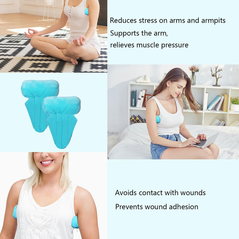 [Australia] - Lymphedema Axilla Pillow Mastectomy Recovery Pillow Breast Pillow Post Surgery Pillow for Cancer Lumpectomy Surgery Recovery Post-Surgery Underarm Pillow Armpit Pain Relief (2pc) (Blue) Blue 