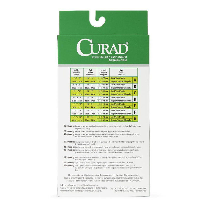 Medline CURAD Knee-High Compression Hosiery, 20-30 mm Hg, Tan, Size G, Regular Length, 1 Pair 4X-Large 20-30 mmHg