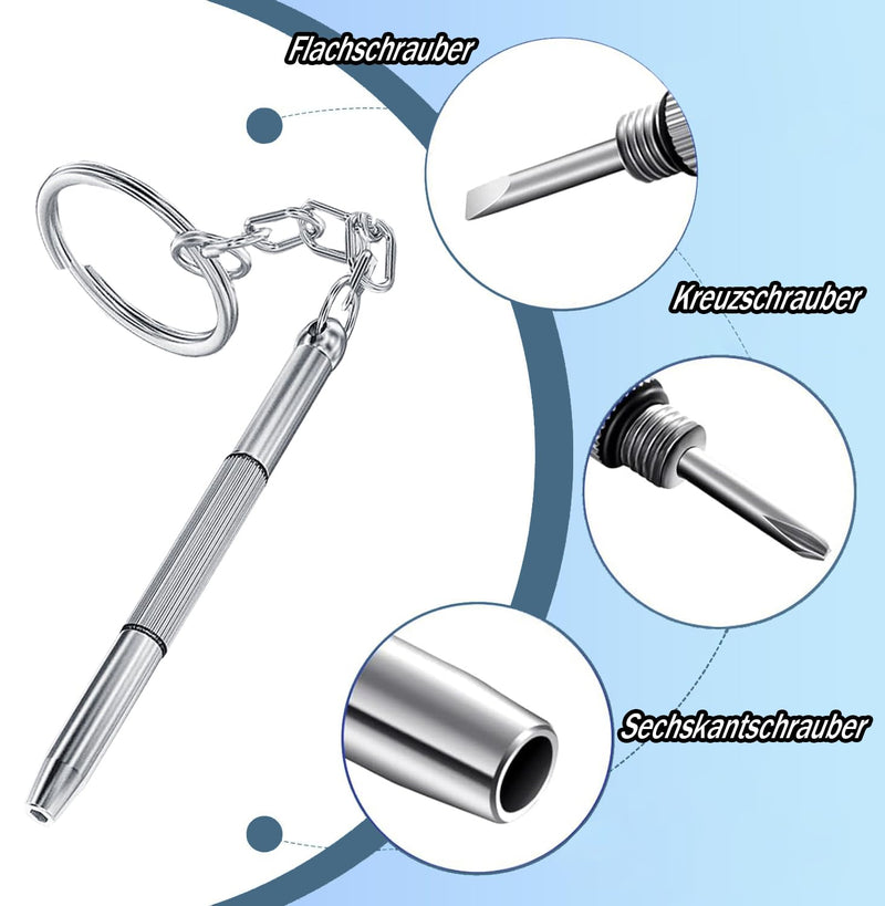 [Australia] - QHKLEW 2 pieces mini glasses screwdriver key chain, 3 in 1 mini screwdriver set, portable stainless steel screwdriver key chain for sunglasses, jewelry and watch repair 
